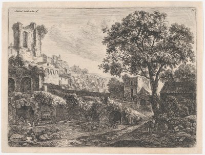 Ruin ved indgangen til en by, 1600-tallet. af Anthonie Waterloo