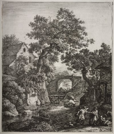 Seks store opretstående landskaber med scener fra Det Gamle Testamente: Zippora, der omskærer sin søn af Anthonie Waterloo