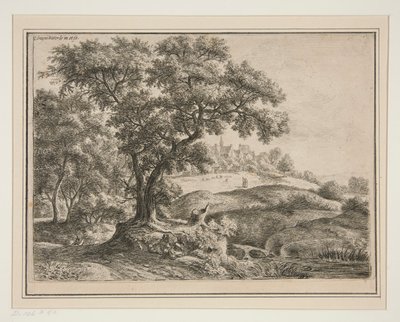 The Edge of the Woods med Village on the Heights af Anthonie Waterloo