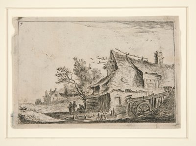 Landsby med en vandmølle, fra et sæt af 12 landskabsraderinger af Anthonie Waterloo