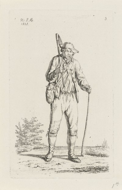 Bonde fra Ardennerne med hakke Landmænd og kvindelige landmænd fra Det Forenede Kongerige Holland (serietitel) af Anthonie Willem Hendrik Nolthenius de Man