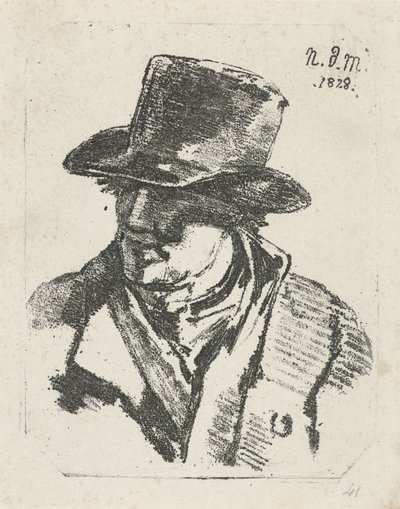 Buste af en mand med hat af Anthonie Willem Hendrik Nolthenius de Man