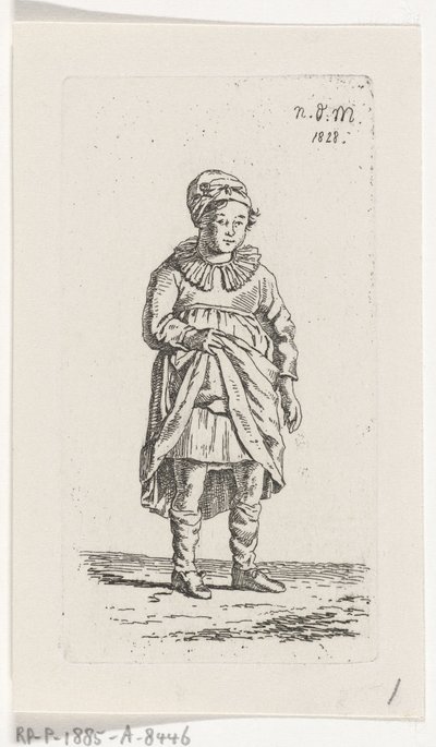 Pige løfter sin nederdel af Anthonie Willem Hendrik Nolthenius de Man