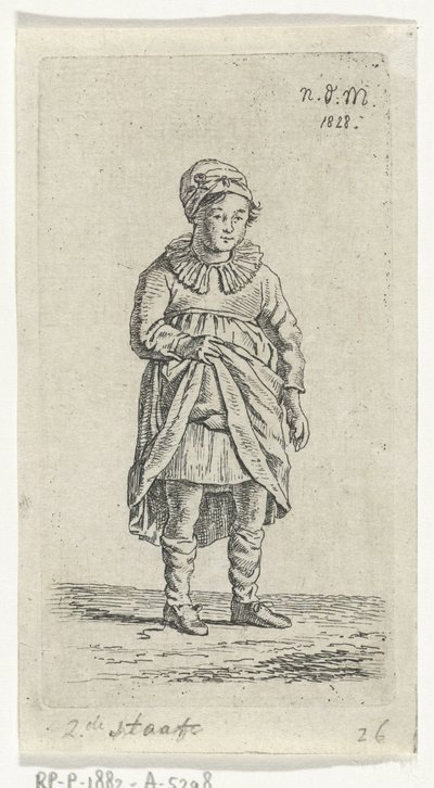 Pige løfter sin nederdel af Anthonie Willem Hendrik Nolthenius de Man