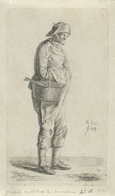 fiskehandler Jødisk fiskehandler i Amsterdam (titel på objekt) 12 studiefigurer (serietitel) af Anthonie Willem Hendrik Nolthenius de Man