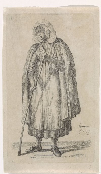 Kvinde med en kappe og en stok af Anthonie Willem Hendrik Nolthenius de Man