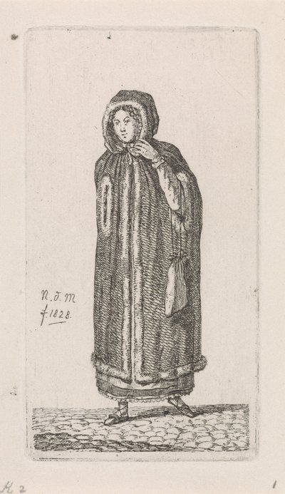 Kvinde med kappe 12 studiefigurer (serietitel) af Anthonie Willem Hendrik Nolthenius de Man