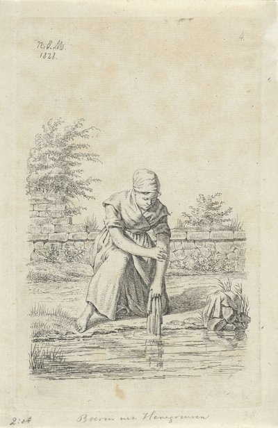 Voksende kvinde fra Hainaut Bonde fra Hainaut (titel på objekt) Landmænd og kvindelige landmænd fra Det Forenede Kongerige Holland (serietitel) af Anthonie Willem Hendrik Nolthenius de Man