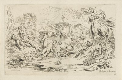 Nymfer og Satyrer foran et Bacchus-tempel Bacchanals (serietitel) af Anthonie de Winter