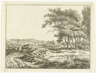 Vogn på en landevej nær klitterne af Anthonie van den Bos