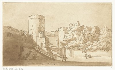 Mur af en fæstning med tårne Castel Gandolfo af Anthonie van den Bos