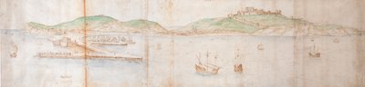 Dover fra havet, midten af det 16. århundrede af Anthonis van den Wyngaerde
