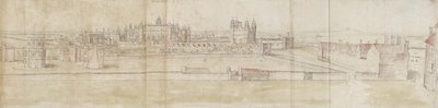Hampton Court Palace fra nord (pen og brun blæk og akvarel over svage tegn med sort kridt) af Anthonis van den Wyngaerde