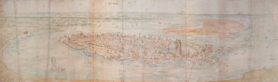 Panoramaudsigt over Dordrecht fra et forhøjet punkt mod vest, 1545 af Anthonis van den Wyngaerde