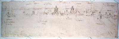 Studie af Valencia (pen og blæk på papir) af Anthonis van den Wyngaerde