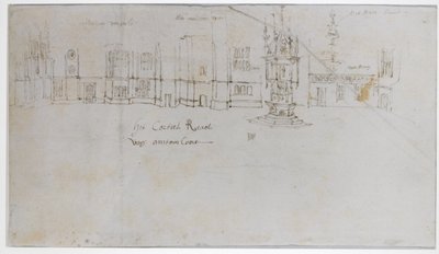 The Fountain Court, Hampton Court Palace, ca. 1544 (pen og blæk og blyant på papir) af Anthonis van den Wyngaerde