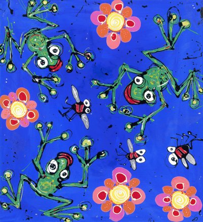 Frog Wallpaper, 2008 (emaljeret akryl lynlåse på lærred) af Anthony Breslin