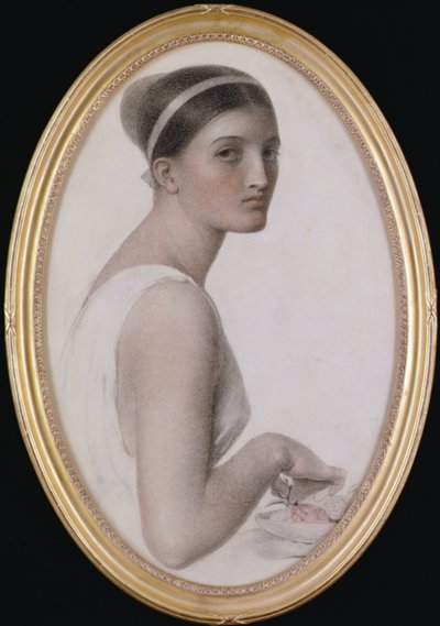 Et ideelt hoved (blyant og kridt på papir) af Anthony Frederick Augustus Sandys