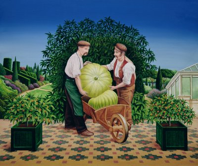 Gardeners, 1990 (akryl om bord) af Anthony Southcombe