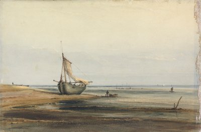 Kystscene med en strandet båd af Anthony Vandyke Copley Fielding