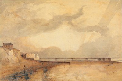 Marine Pier, Brighton - solnedgang af Anthony Vandyke Copley Fielding