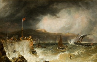 Pakkebåd på vej ind i havn, 1855. af Anthony Vandyke Copley Fielding
