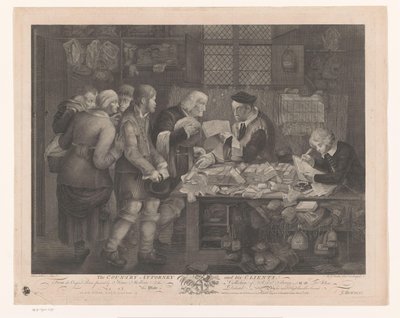 Landmandsgruppe på besøg hos en advokat Landsadvokaten og hans klienter (titel på objekt) af Anthony Walker