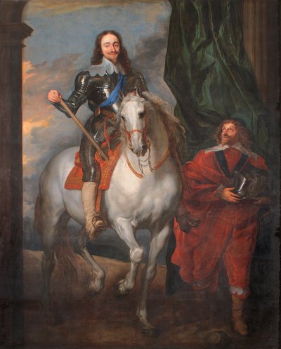 Charles I til hest med M. De St. Antoine (olie på lærred) af Anthony van (after) Dyck