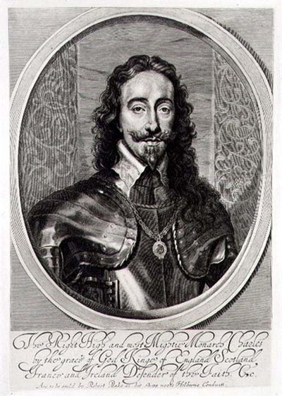 Portræt af Karl I (1600-49), graveret af William Faithorne (1616-91) 1658 (stik) af Anthony van (after) Dyck