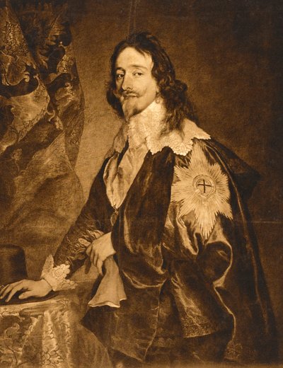 Portræt af Charles I (reproduktion, brun) af Anthony van (after) Dyck