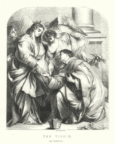 Visionen af den salige Hermann Joseph (kobberstik) af Anthony van (after) Dyck