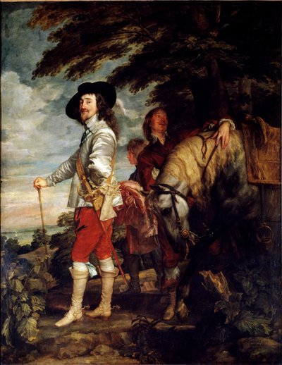 Popportræt i fuld længde af Charles I af England, også kendt som kongen på jagt, ca. 1635 (olie på lærred) af Anthony van Dyck