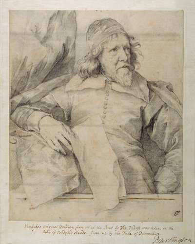 Inigo Jones (sort kridt på papir) af Anthony van Dyck