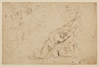 Junos hævn over Callisto, ? - studie af en mand og en kvinde angriber en anden kvinde, 1621-c.1623 af Anthony van Dyck