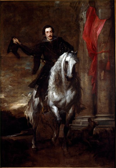 Portræt af Anton Giulio Brignole Sale (Brignole-Sale) på hestemaleri af Antonie Van Dyck (1599-1641) 1621-1625 Dim.288x201 cm Gener, Galleria di Palazzo Rosso af Anthony van Dyck