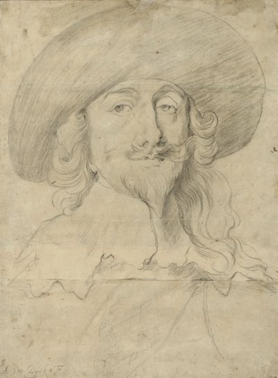 Portræt af Charles I (kridt på papir) af Anthony van Dyck