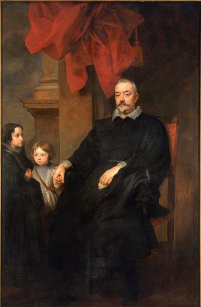 Portræt af Genois adelige med to unge piger Maleri af Antonie Van Dyck (1599-1641) 1621-1627 Søn. 223,5x148,5 cm Privat samling af Anthony van Dyck