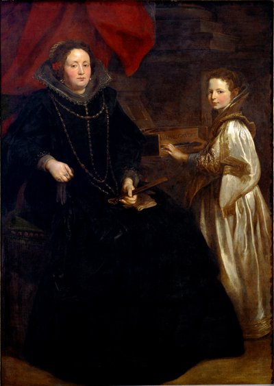 Portræt af Porzia Imperiale med sin datter Maria Francesca ved cembalo Maleri af Antonie Van Dyck (1599-1641) 1626 Søn. 184,5x134 cm Bruxelles, Royal Museums of Fine Arts, inv. 6115 af Anthony van Dyck