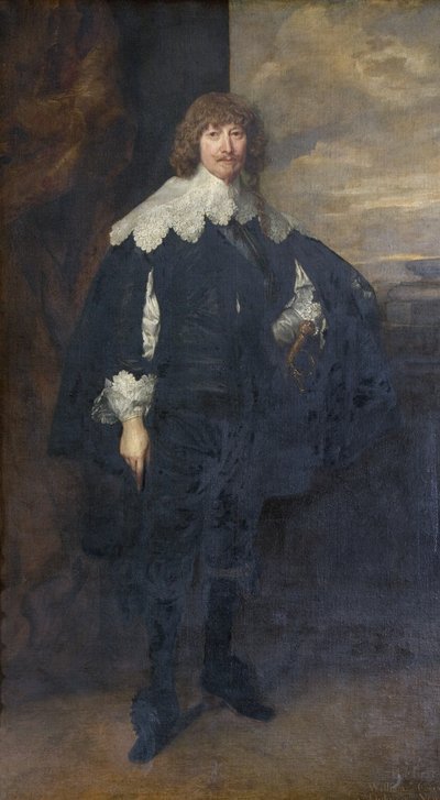 Portræt af William Cavendish, ændret med blåt skær af Anthony van Dyck