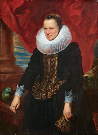 Portræt af en kvinde med en stor krave af Anthony van Dyck
