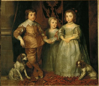 Portrætter af de tre ældste børn af Charles I, konge af England: Charles, James og Mary (maleri på lærred) af Anthony van Dyck