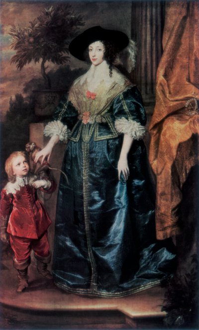Dronning Henrietta Maria og hendes dværg Sir Jeffrey Hudson, c1633, 1927 af Anthony van Dyck