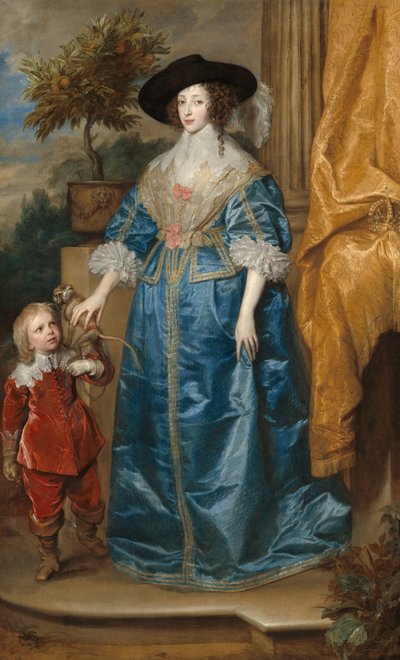 Dronning Henrietta Maria med Sir Jeffrey Hudson, 1633. af Anthony van Dyck