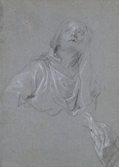Studie af en madonna, der kigger opad af Anthony van Dyck