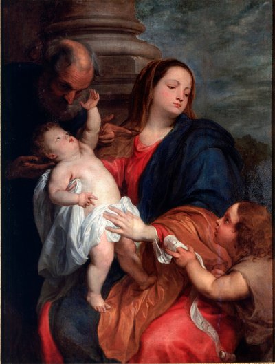 Den hellige familie-maleri af Antonie Van Dyck (1599-1641) 1621-1625 ca. Sol. 123x94 cm Gener, samling Banca Carige af Anthony van Dyck