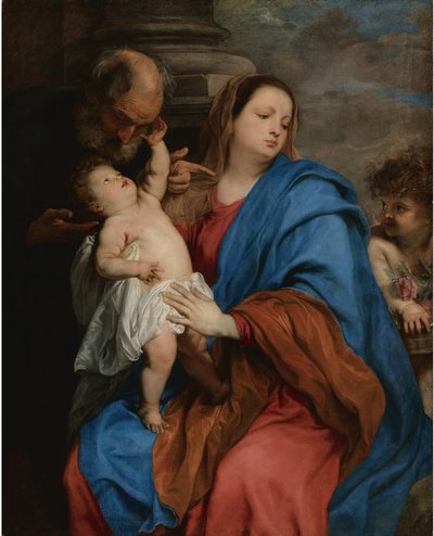 Den hellige familie med en engel af Anthony van Dyck