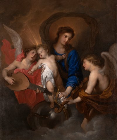 Jomfru og barn med musikskabende engle af Anthony van Dyck