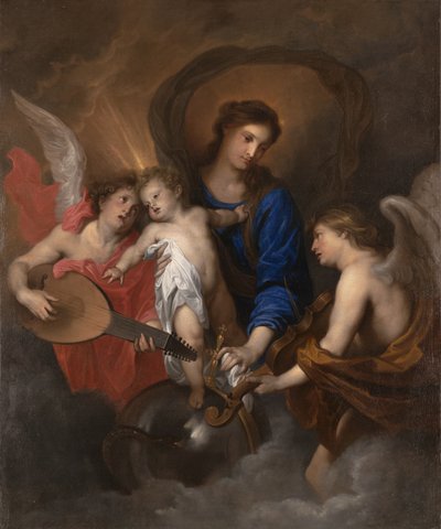 Jomfru og barn med musikskabende engle, ca. 1630 af Anthony van Dyck