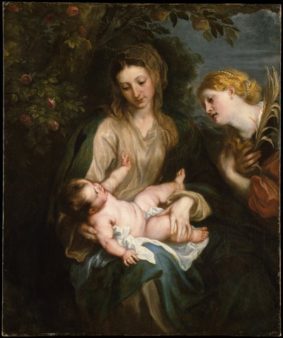 Jomfruen med barnet og Sankt Katarina af Alexandria af Anthony van Dyck