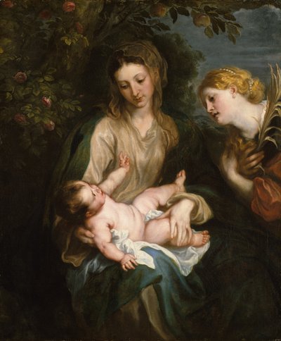 Jomfru og barn med den hellige Katarina af Alexandria, ca. 1630. af Anthony van Dyck